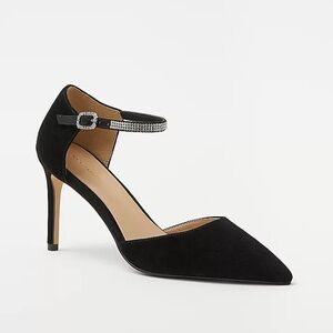 Ann Taylor Crystal Ankle Strap Suede Pumps